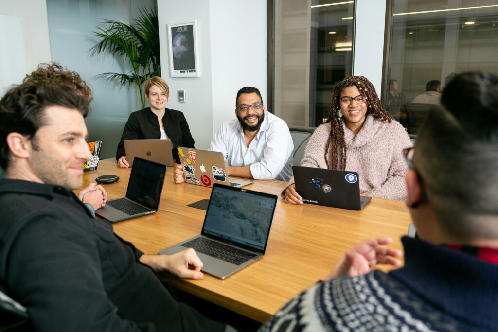Office workers in HR optimisation.