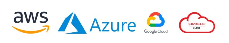 Aws, Azure, Google Cloud, and Oracle cloud logos